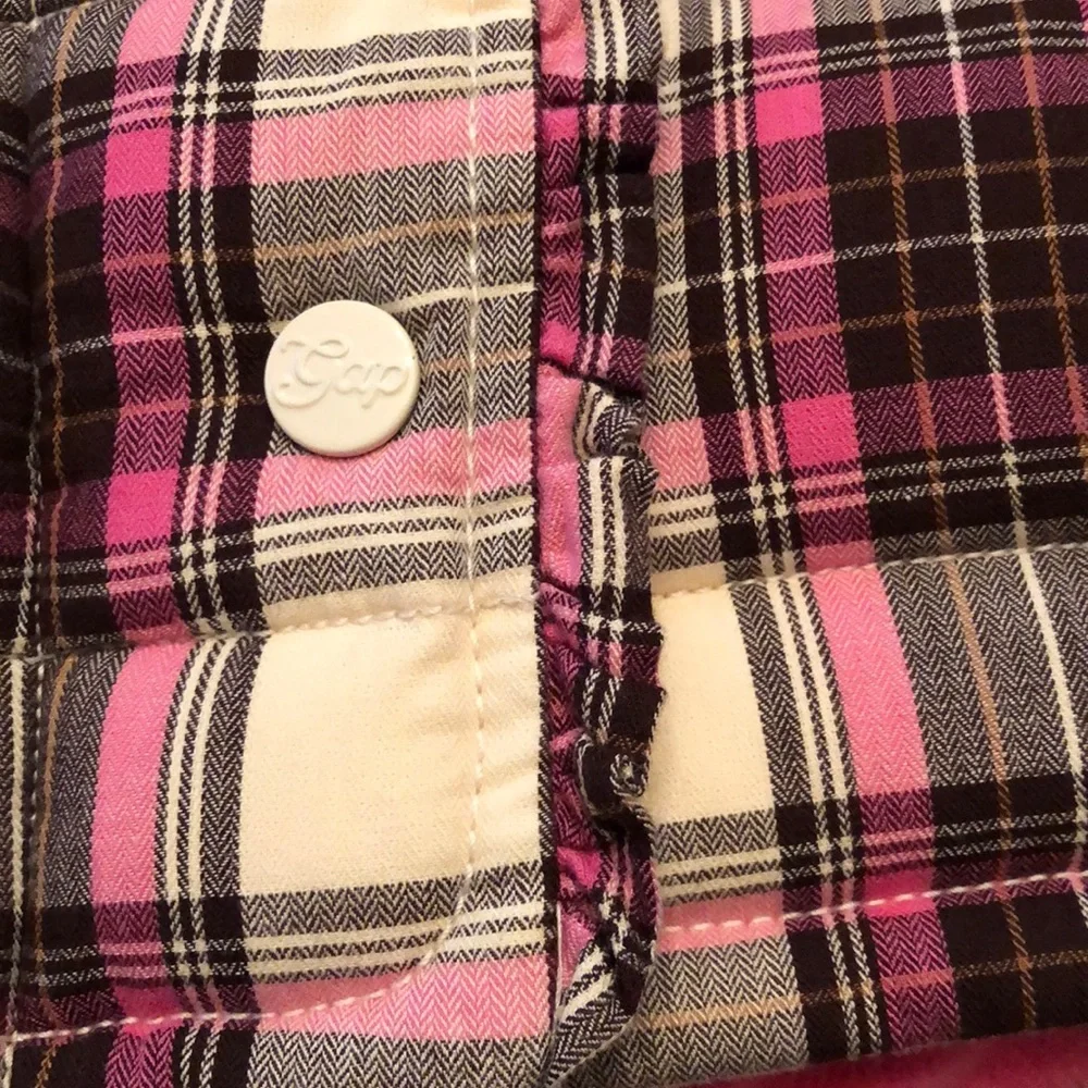 babyGap Pink Plaid Ruffle Fleece Lined Puffer Vest Toddler 4 Year